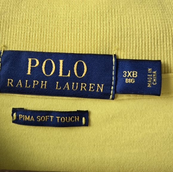 Polo Ralph Lauren Men’s Yellow Short Sleeve Polo Pima Cotton Size 3XB - Picture 2 of 7